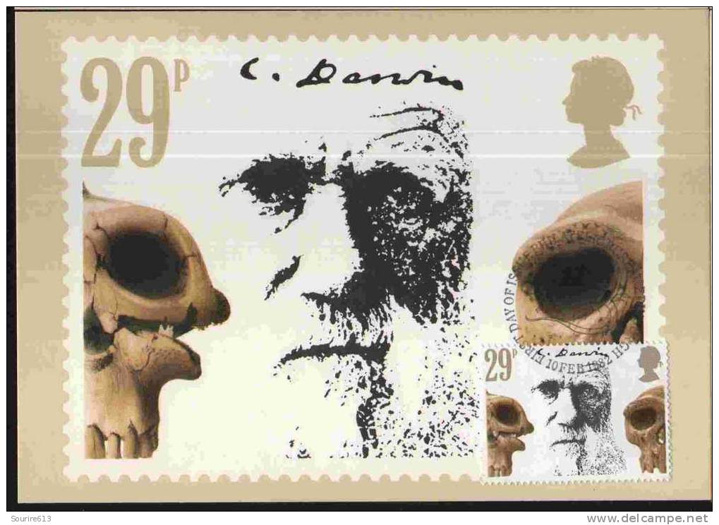 CPJ Gb 1982 Préhistoire Charles Darwin Crâne Préhistorique Skulls - Prehistoria