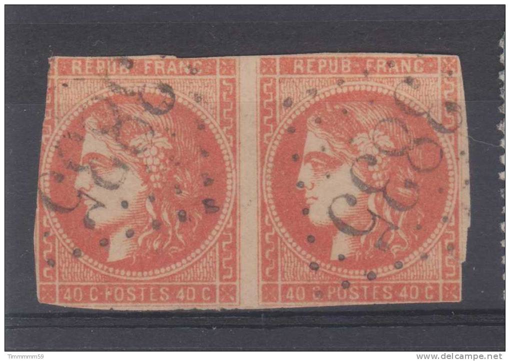 Lot N°8486  Paire Du N°48a Orange Vif, Oblit GC 3835 ST REVERIEN (56), Ind 6 - 1870 Ausgabe Bordeaux