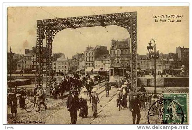 50  - CHERBOURG - Le Pont Tournant Avec Tram Et Tb Animation . - Cherbourg