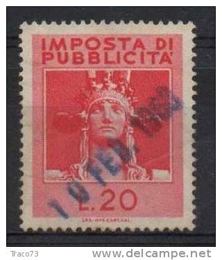 1963  /   MARCA DA BOLLO  - IMPOSTA DI PUBBLICITA'  Lire 20 - Steuermarken