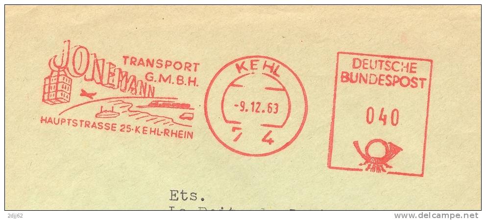 Camion, Bateau, Avion, Train, Kehl - EMA Allemande Postalia - Enveloppe    (B0406) - Trucks