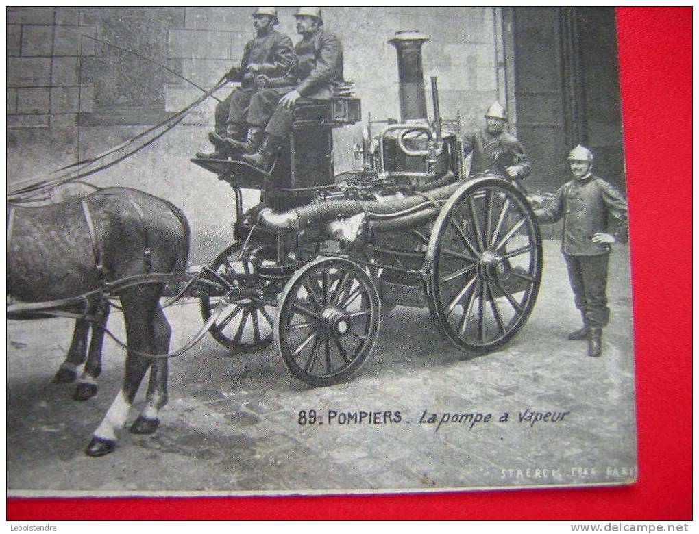 CPA-THEME METIERS-SAPEURS POMPIERS-POMPIERS LA POMPE A VAPEUR-NON VOYAGEE-CARTE EN BON ETAT - Feuerwehr