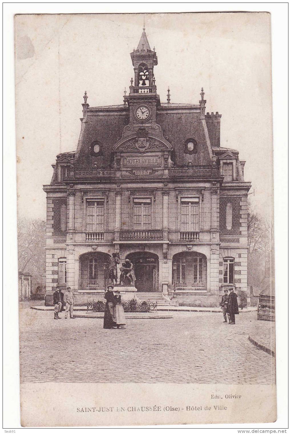 Saint Just En Chaussée - Hôtel De Ville -Animée -Breger,Paris - Circulé  En 1918 -Réf:2222 - Saint Just En Chaussee