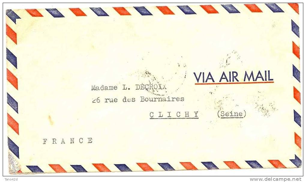 REF LCOMP 1 - LETTRE AVION SHANGHAY / CLICHY 7/12/1948 A BORD DE L'AVISO DUMONT D'URVILLE - Autres & Non Classés