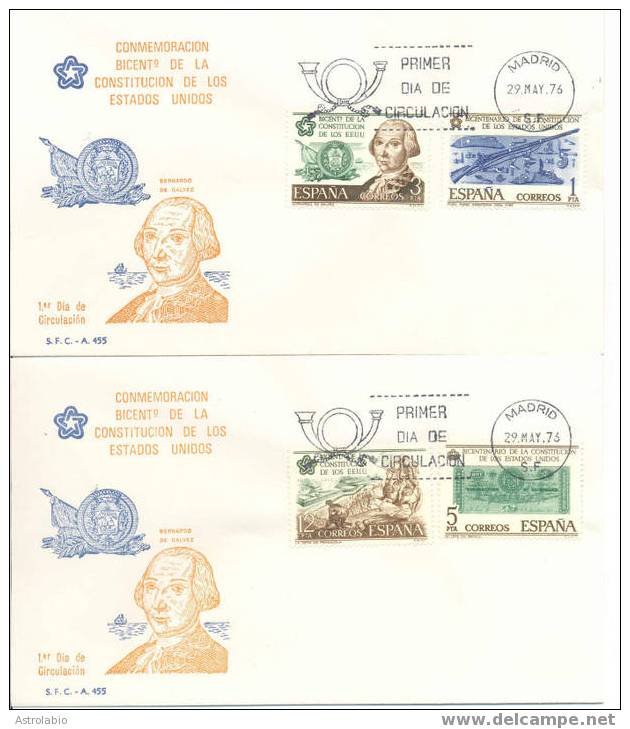 Espagne 1976 FDC " 200º Indépendance Des Etats Unis " - Indépendance USA