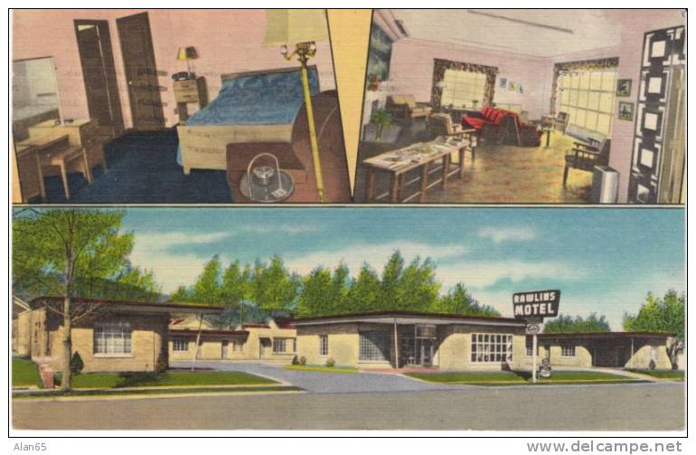 Rawlins WY, Rawlins Motel, Lodging, On C1950s Vintage Linen Postcard - Other & Unclassified