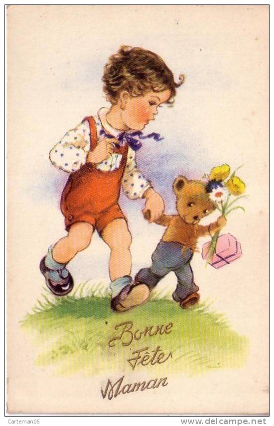 Animaux - Ourson Portant Un Cadeau Et Un Bouquet De Fleurs (ours, Bear, Teddy, Peluche, Jouet, Enfant) - Ours