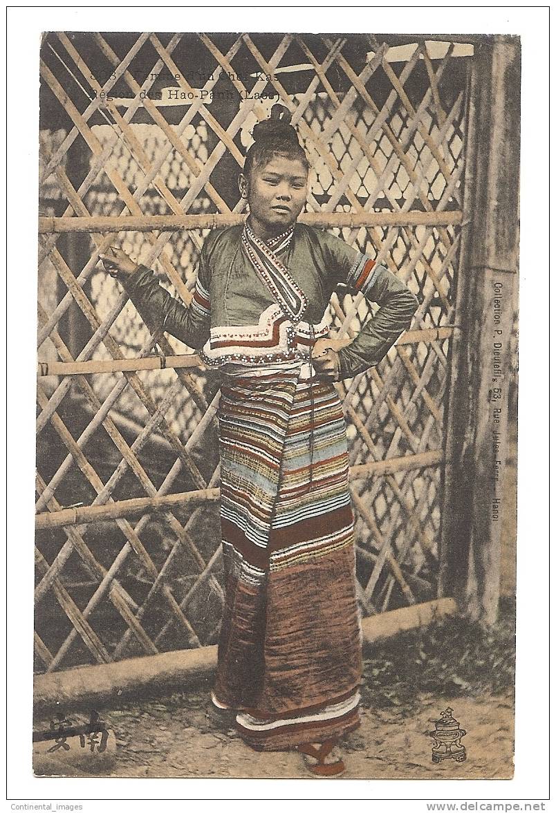 FEMME D'UN CHEF KHA / COLORISEE 1900 ! - Laos