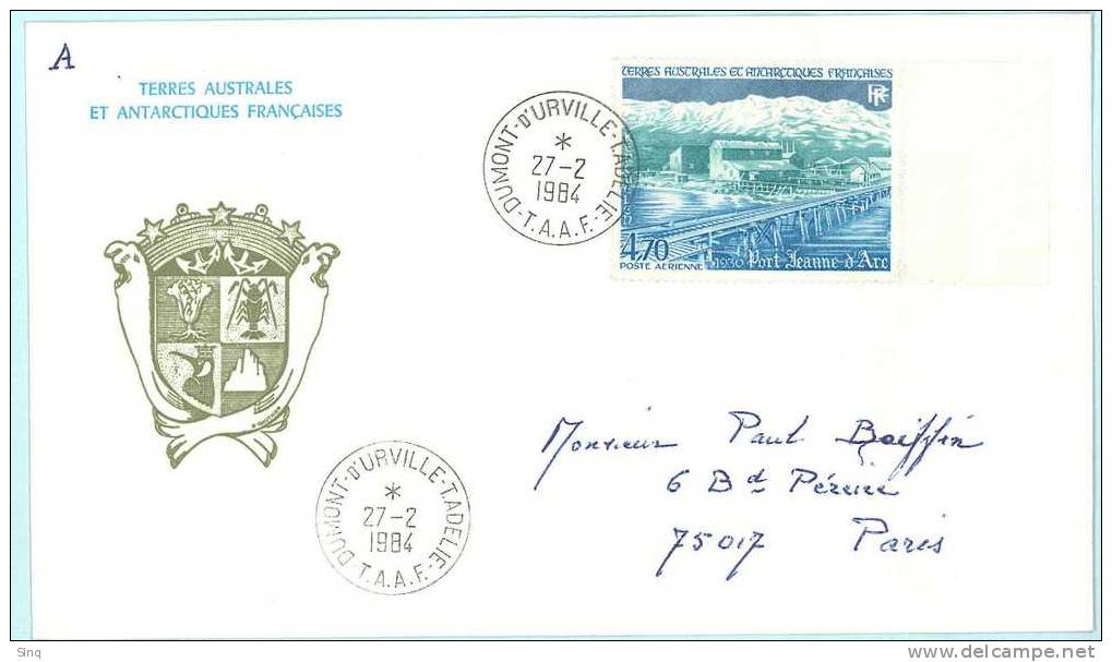 TAAF: PA 80 Année 1984 Sur Lettre - Covers & Documents