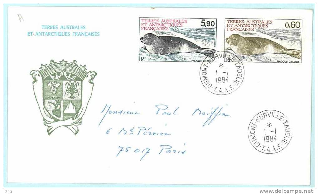 TAAF: N°107 Et 108 Année 1984 Sur Lettre - Storia Postale