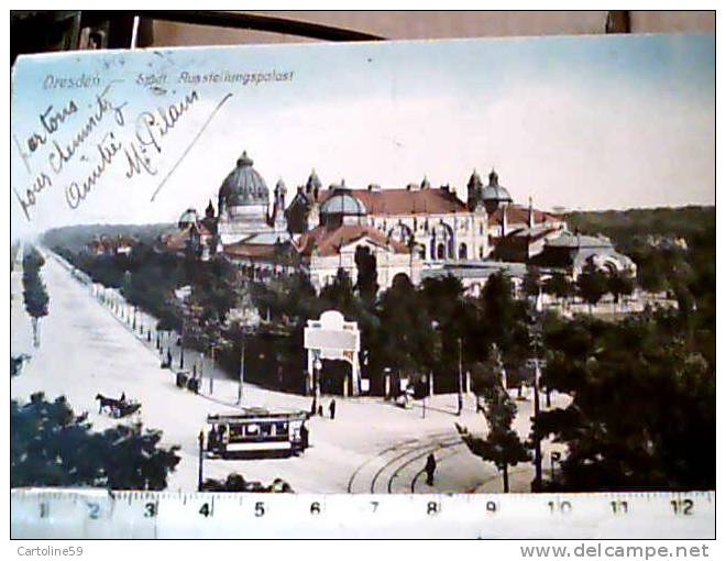 GERAMNY ALLEMANDE  Schöne Uralte AK DRESDEN Tram / Straßenbahn, Ausstellungspalast VB1913 X FRANCE Allst.24  CC4784 - Dresden