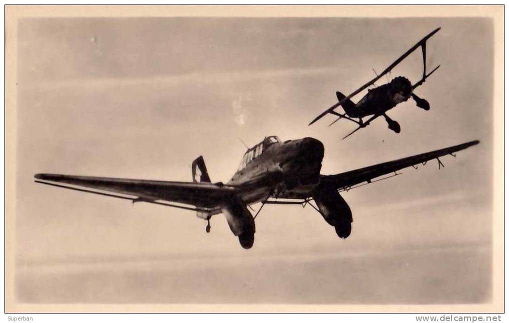 AVIATION MILITAIRE : GERMANY - UNSERE LUFTWAFFE : AVION JUNKERS JU 87 - CARTE ´VRAIE PHOTO´ - ANNÉE: ENV. 1940 (d-150) - 1939-1945: 2ème Guerre