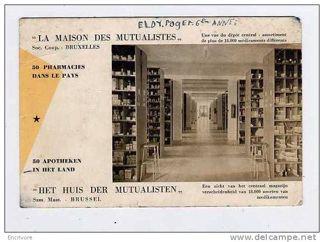 Buvard Maison Des Mutualistes BRUXELLES  Pharmacie  Apotheken Het Huis Der Mtualisten BRUSSEL - Droguerías