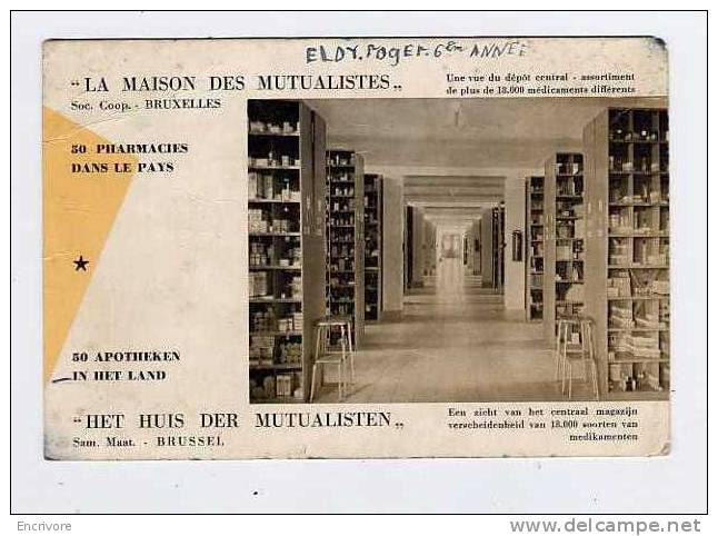 Buvard Maison Des Mutualistes BRUXELLES  Pharmacie  Apotheken Het Huis Der Mtualisten BRUSSEL - Drogerie & Apotheke