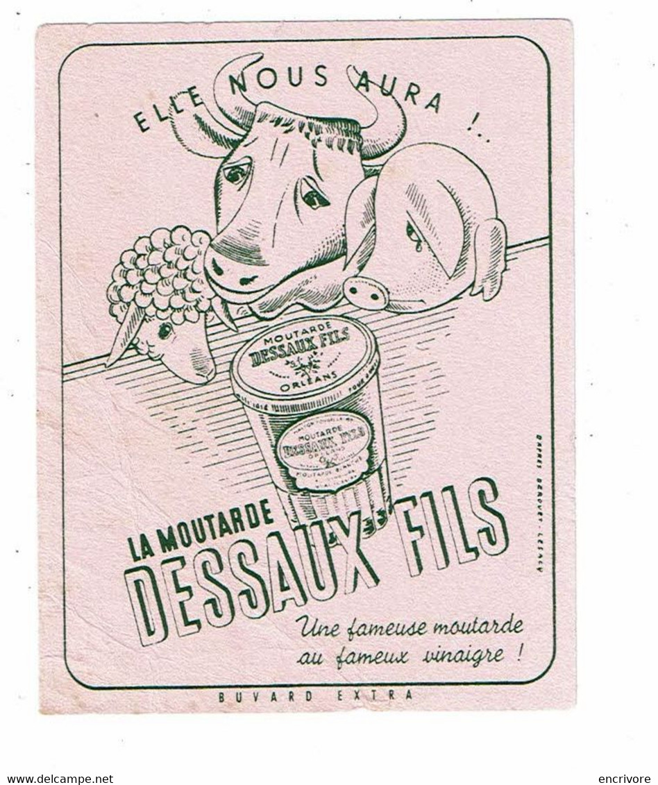 2 Buvard Moutarde DESSAUX Vache Cochon Mouton D'apres Derouet Fromentier Lesacq - Mostard