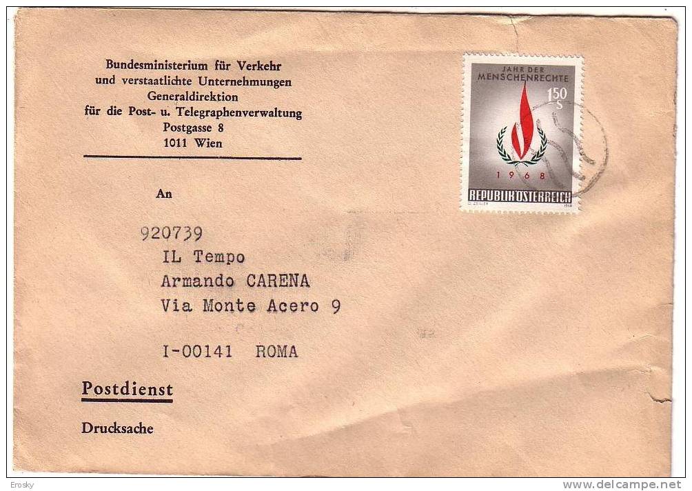 F1282 - AUSTRIA LETTER TO ITALY 1969 - Covers & Documents