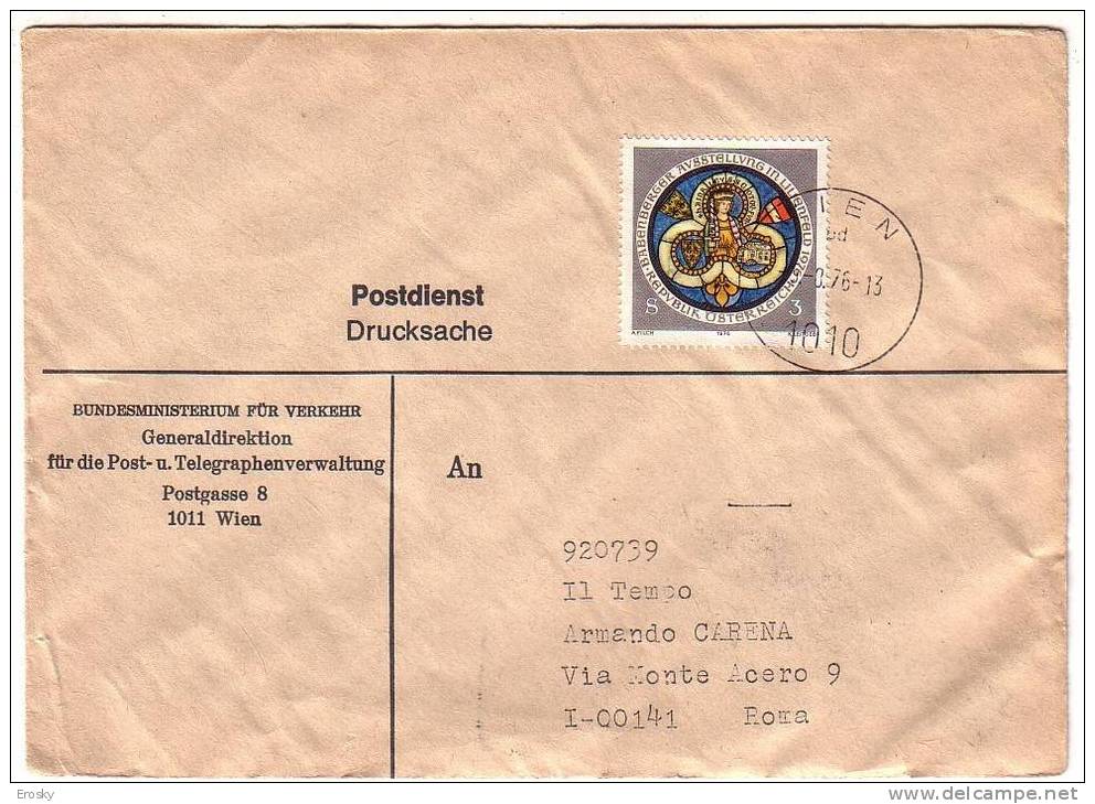 F1292 - AUSTRIA LETTER TO ITALY 9/8/1976 - Lettres & Documents