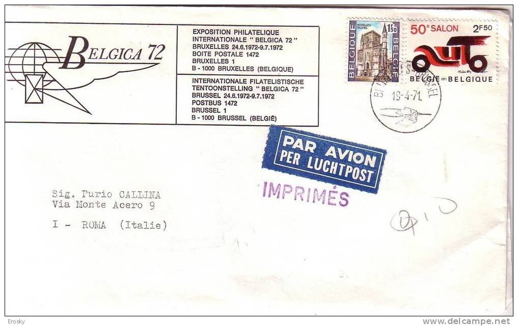 F1301 - BELGIE LETTER TO ITALY 19/4/1971 ( Registered Shipment Only ) - Covers & Documents