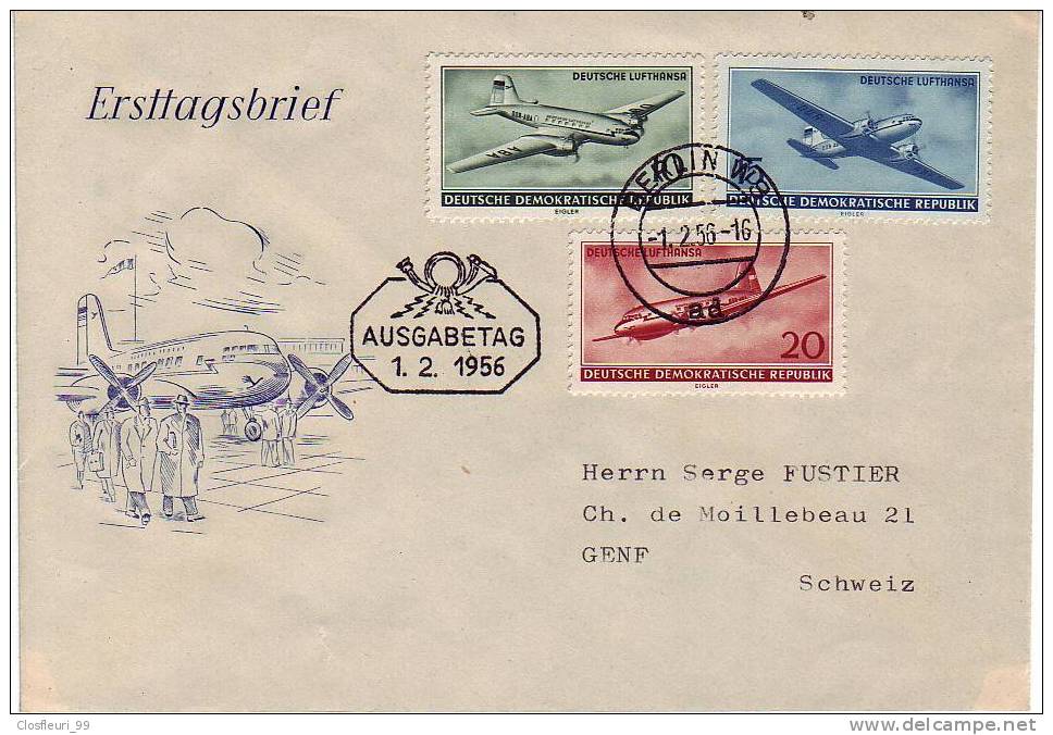Lufthansa / Ausgabetag 1.2.56 / Berlin W9 / Nach Schweiz / Herlicher, Geschriebener Toller Brief - Lettres & Documents