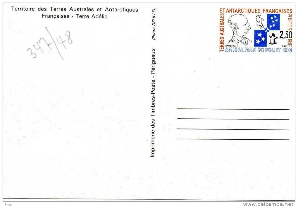 Entier Postal  N°1 - TAAF : Territorios Australes Franceses