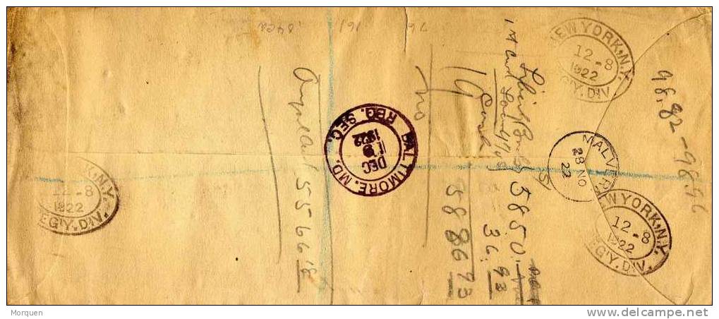 Carta Certificada MALVERN (Gran Bretaña) 1922 A Estados Unidos - Brieven En Documenten