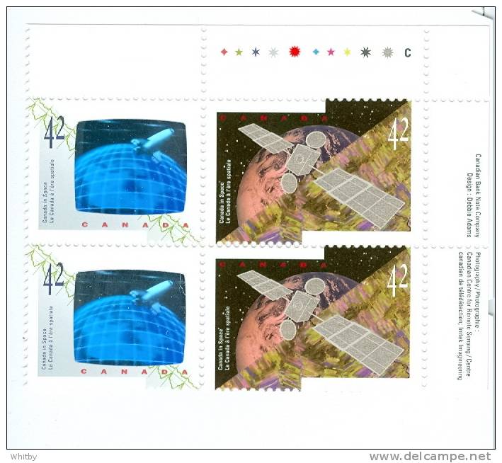 1992 42 Cent Canada In Space, Block Of 4 MNH, Issue #1441-1442 With Traffic Lights - Hojas Bloque