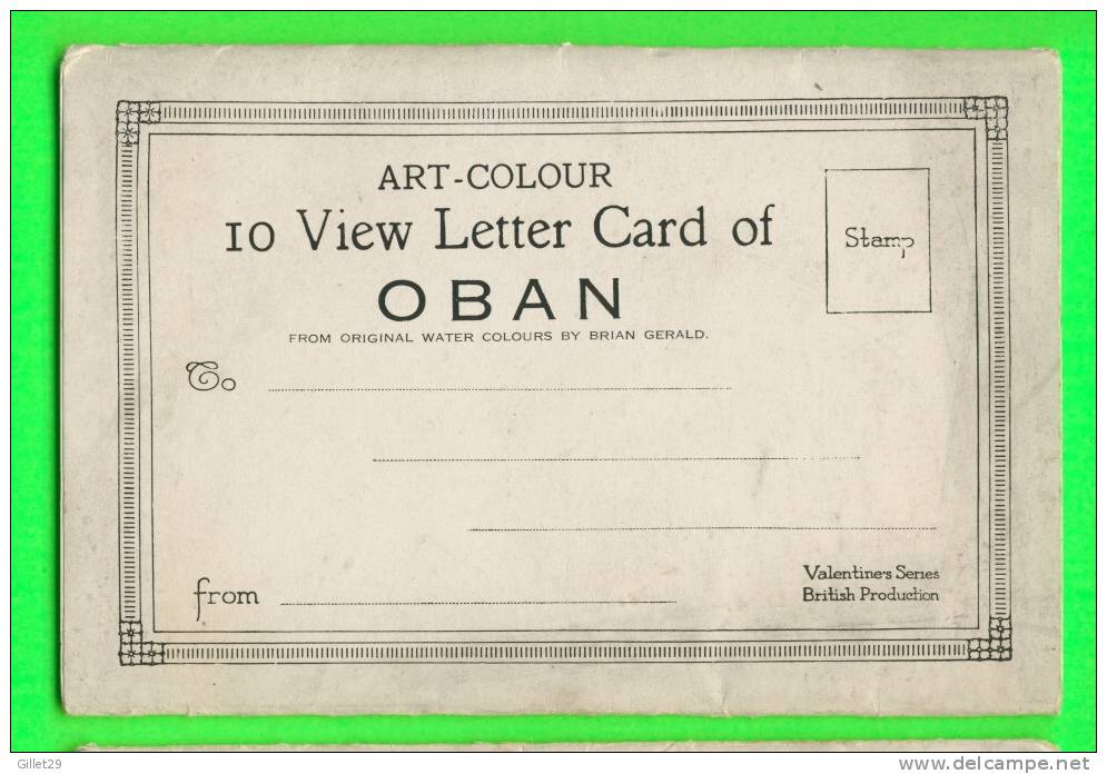 OBAN, ARGYLLSHIRE, SCOTLAND - LETTER CARD, 10 VIEW - ART-COLOUR - VALENTINES'S SERIES - - Argyllshire