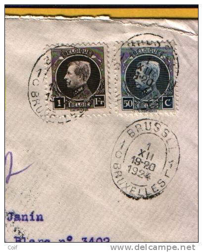 211+214 Op Aangetekende Brief Met Eliptische Stempel !!!!(cachet Elliptique) BRUSSEL 1C/L Op 1/12/1924 - 1921-1925 Petit Montenez