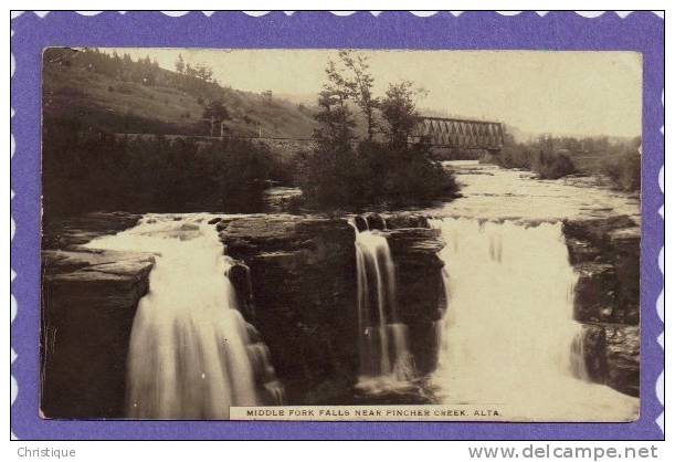 1910s Rppc. Middle Fork Falls Near Pincher Creek, Alta, Alberta, Canada. - Other & Unclassified