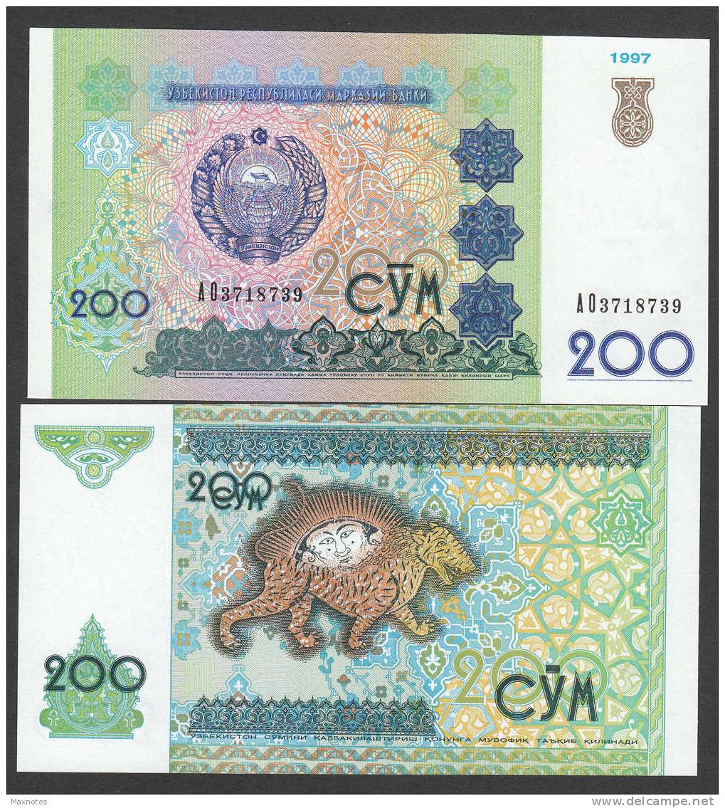 UZBEKISTAN : Banconota 200 Sum - 1997  - P80   - FDS - Uzbekistán