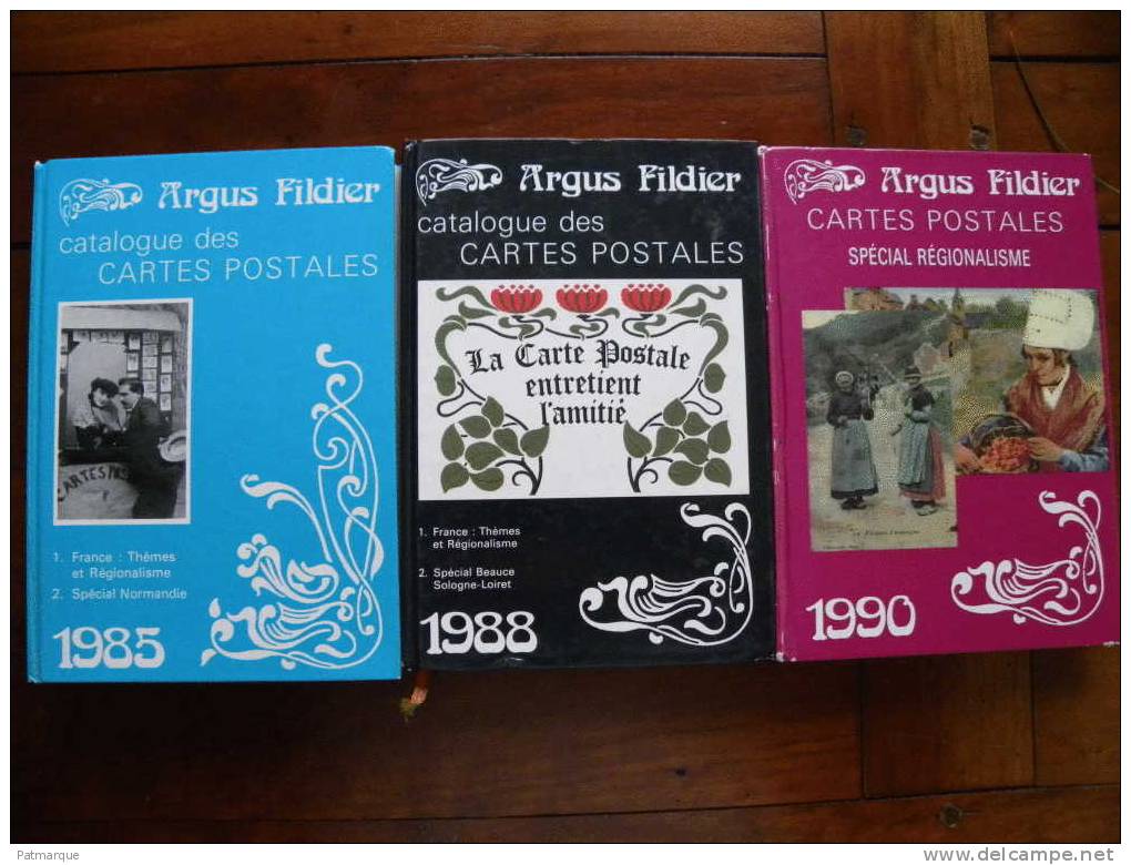 LOT DE 3 ARGUS FILDIER 1985 - 1988 Et 1990 - CATALOGUE DE CARTES POSTALES ANCIENNES DE COLLECTION - Livres & Catalogues