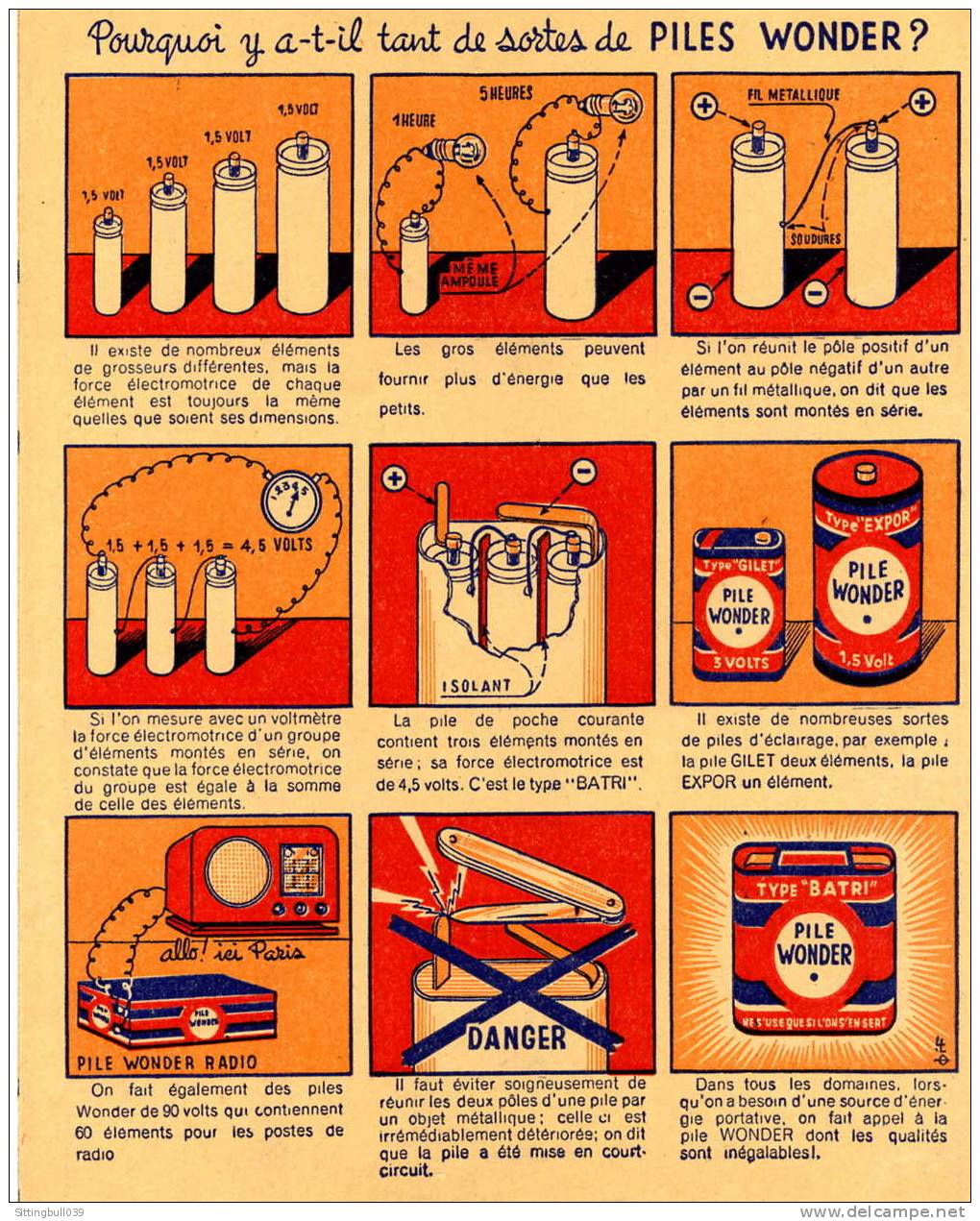 PROTÈGE-CAHIER PUBLICITAIRE ILLUSTRE, OFFERT PAR LA PILE WONDER. VERSO ILLUSTRE. ANNEES 1950 / 55 - Schutzumschläge