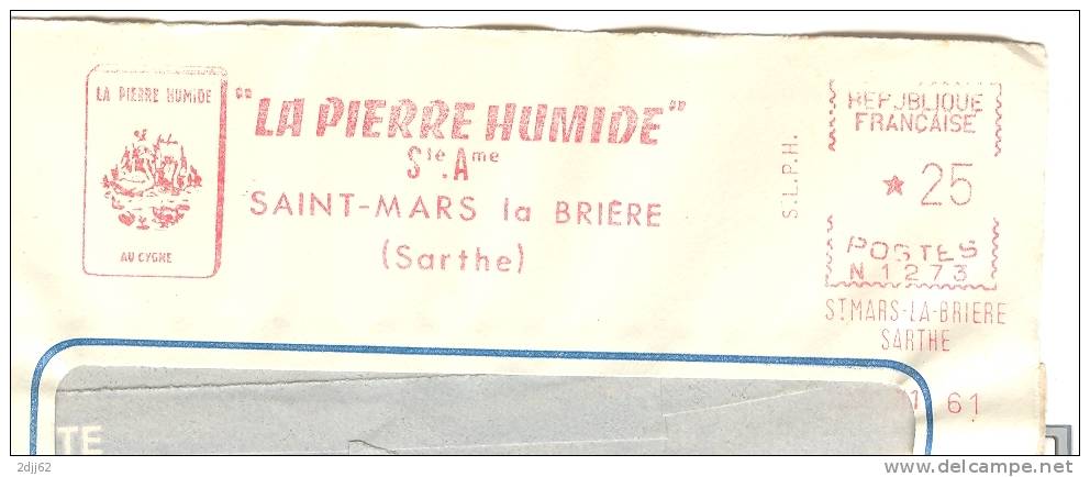 Cygne, Eau, Humidité, Pierre, Saint Mars La Brière - EMA Secap (ondulée) - Devant D'enveloppe    (B0453) - Cygnes