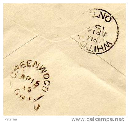 Carta , BROOKLIN-ONT ,(Canada) 1915,  Fancy Cancel, Cove, Lettre - Brieven En Documenten