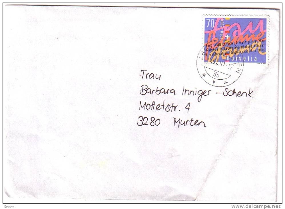 PGL 2042 - SWITZERLAND LETTER 15/1/2001 - Brieven En Documenten