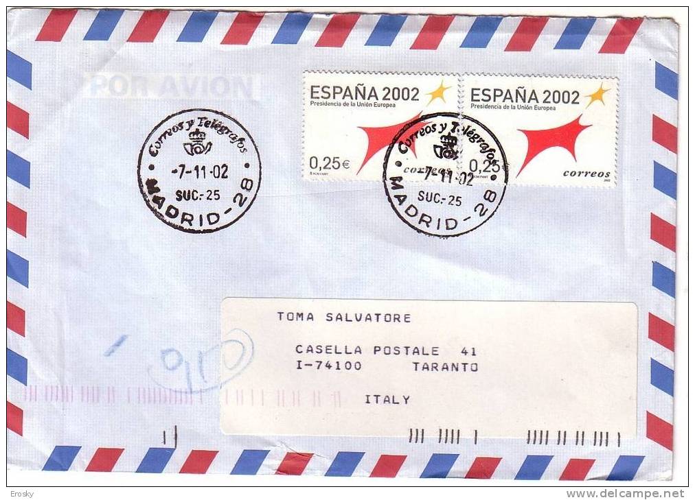 F1541 - ESPANA CARTA PARA ITALIA 7/11/2002 - Storia Postale