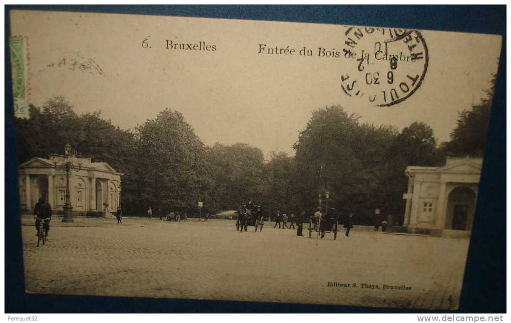 BRUXELLES.Entrée Du Bois De La Cambre.Cpa,voyagée,be,ani Mée - Forêts, Parcs, Jardins