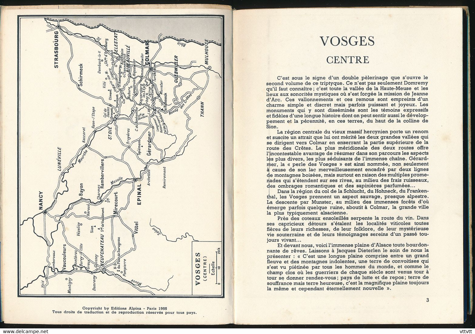 LES VOSGES CENTRE (La France Illustrée) Editions Alpina (1955) Par Jacques Legros, Sélestat, Ribeauvillé, Saint-Dié... - Lorraine - Vosges