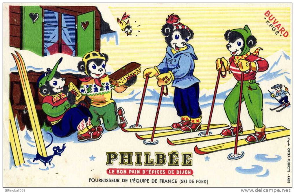 BUVARD PUBLICITAIRE POUR LE PAIN D'EPICES PHILBEE DE DIJON. Années 1950 / 60 - Honigkuchen-Lebkuchen