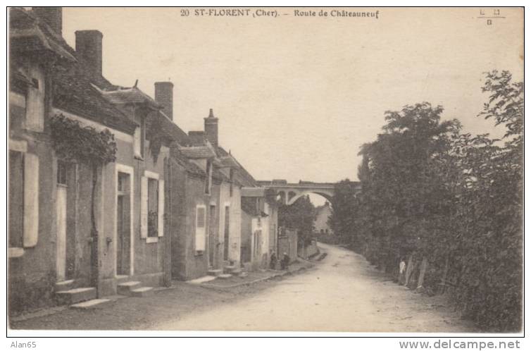 St. Florent, Route De Chateauneuf, Cher France, C1910s Vintage Postcard - Saint-Florent-sur-Cher