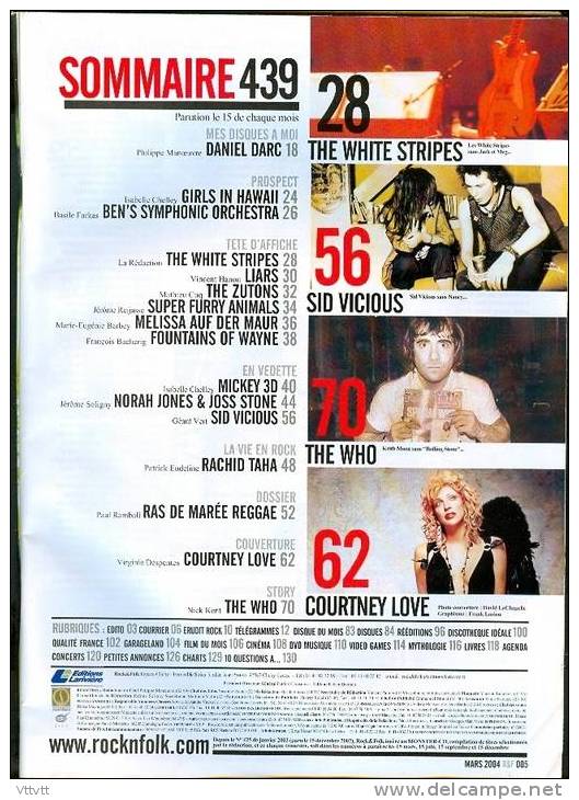 ROCK & FOLK, N° 439 (Mars 2004) : The Who, Sid Vicious, Norah Jones, Courtney Love, Rachid Taha, Liars, The Zutons... - Musique