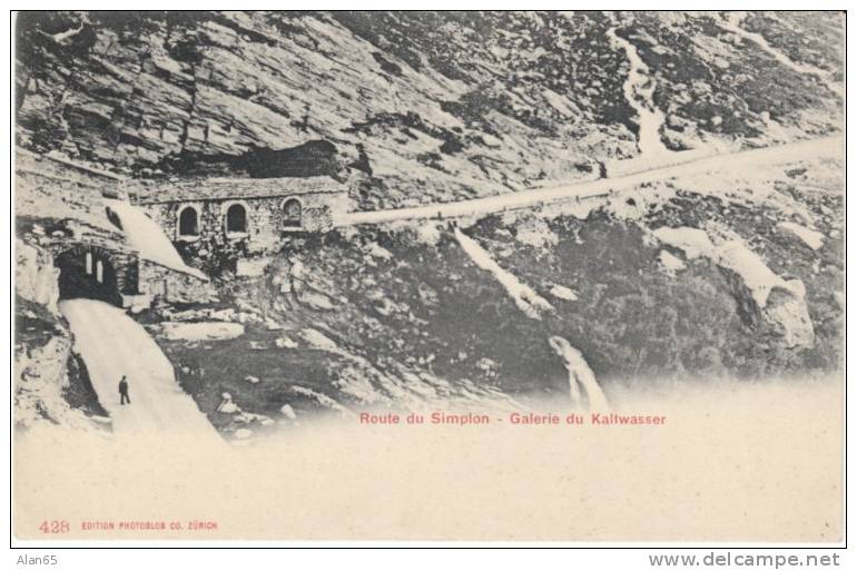 Route De Simplon, Simplon Pass Switzerland, On C1900s Vintage Postcard - Simplon