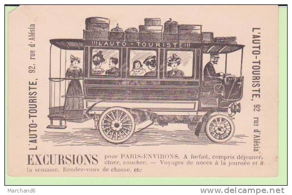 PARIS.EXCURSIONS POUR PARIS ENVIRONS L AUTO TOURISTE 92 RUE D ALESIA Cp Coin Haut Gauche Manquant état - Transport Urbain En Surface