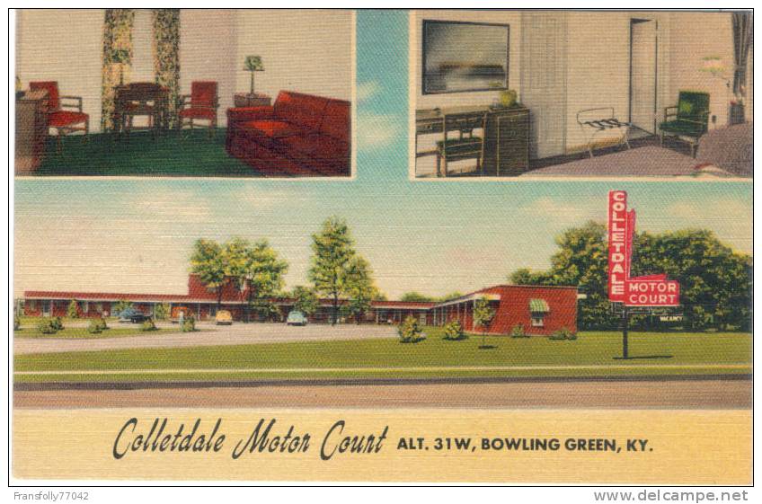 BOWLING GREEN KENTUCKY Colletdale Motor Court TRIPLE VIEW Circa-1940-50 - Andere & Zonder Classificatie