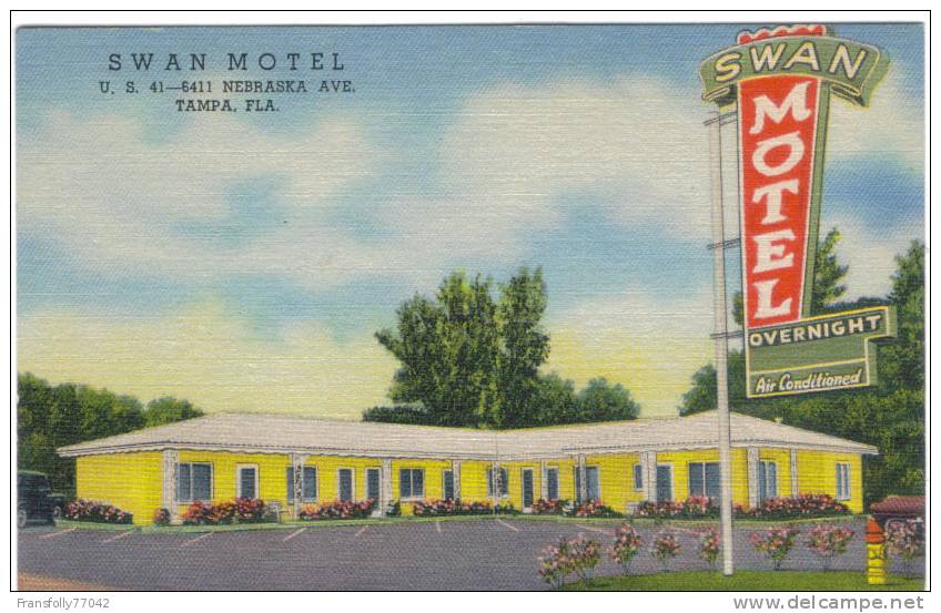 TAMPA FLORIDA Swan Motel U.S. 41 6411 NEBRASKA AVENUE 1959 - Tampa