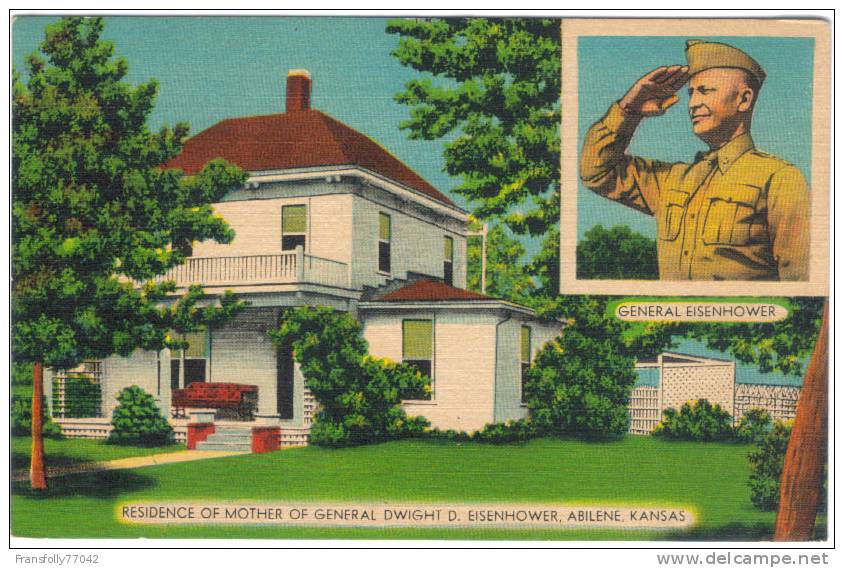 ABILENE KANSAS General Dwight D Eisenhower MOTHERS HOME Inset GEN IKE C-1940´s - Andere & Zonder Classificatie