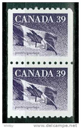 1990 39 Cent Parliament Buildings, MNH Pair #1194b - Used Stamps