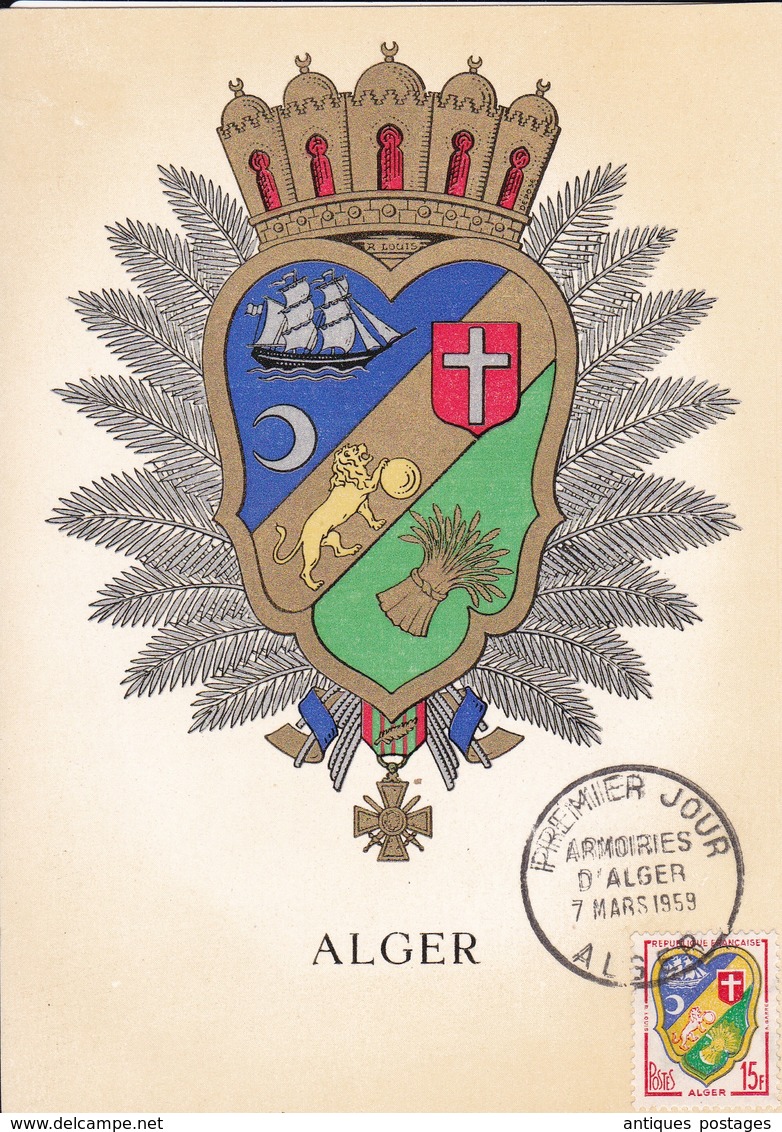 Algérie Armes De La Ville Alger 1959 Blason - Cartas & Documentos