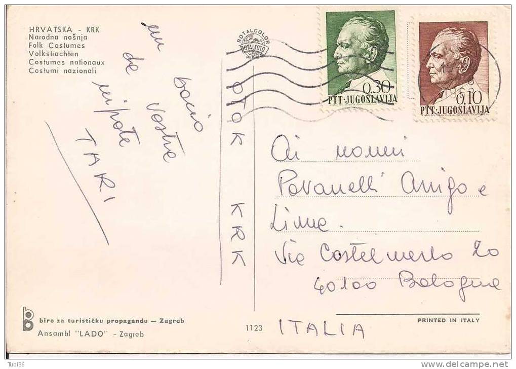 JUGOSLAVIA  - TITO 0,10+0,30  SU CARTOLINA  PER  ITALIA . - Storia Postale