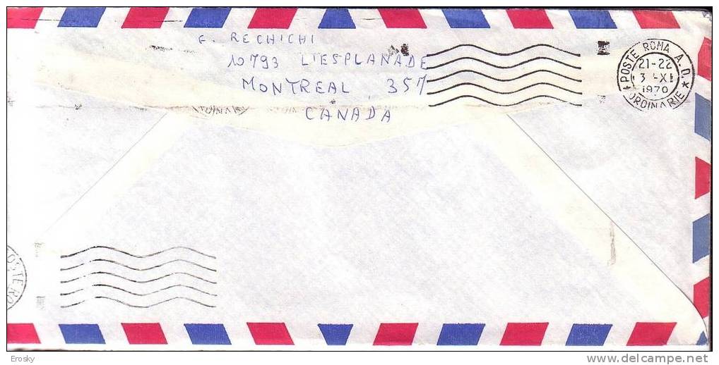 PGL 2072 - CANADA LETTER TO ITALY 3/11/1970 (ARRIVAL) - Lettres & Documents